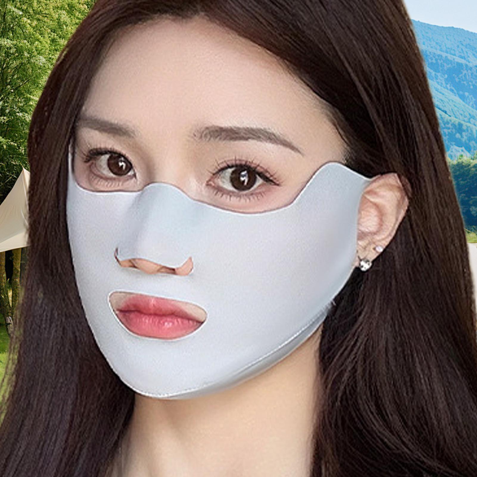 Cloth Face Mask Washable - 1PC หน้ากากป้องกันรังสียูวีหน้ากากผ้าไหมน้ำแข็งระบายอากาศได้ล้างทำความสะอาดได้หน้ากากกันแดดป้องกันรังสียูวีหน้ากากป้องกันแสงแดดสำหรับขี่กลางแจ้ง